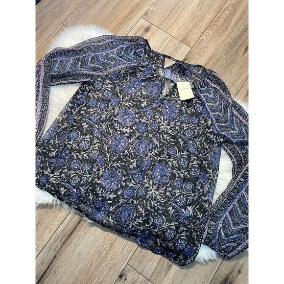 Lucky Brand Tops - NWT Lucky Brand Live in Love Womens Sz Medium Sheer Blouse Boho Peasant